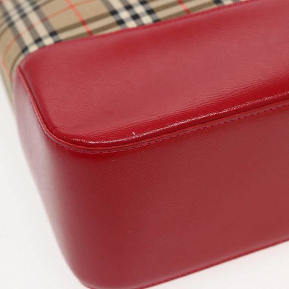 BURBERRY Nova Check Tote Bag Canvas Beige Red Auth 82269 - Picture 9 of 16